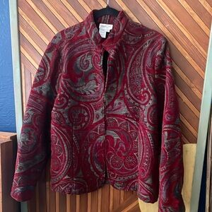 Coldwater Creek Red and Gray Teddy Jacket
